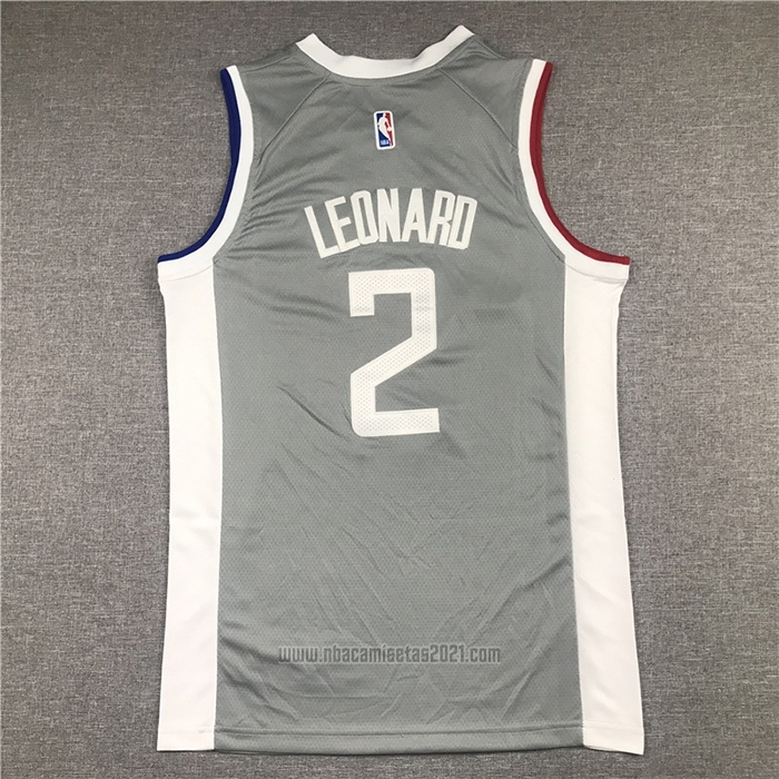 Camiseta Los Angeles Clippers Kawhi Leonard #2 Earned 2020-21 Gris